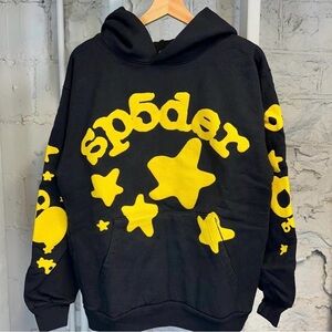 Sp5der Hoodie Black and Yellow
